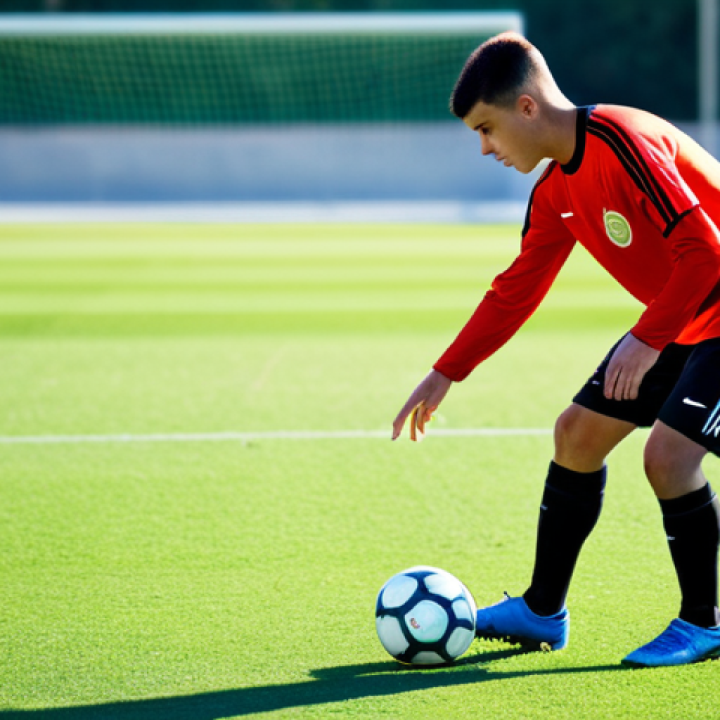 몬테네그로 출신 축구 선수 - "A determined young Montenegrin soccer player in full training gear, practicing drills on a modern, ...